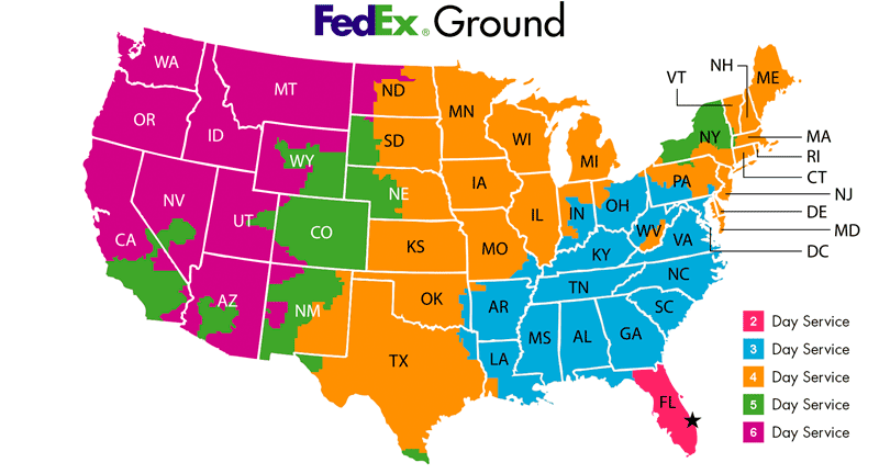 FedEx Ground - delivery time map FedEx Ground - delivery time map